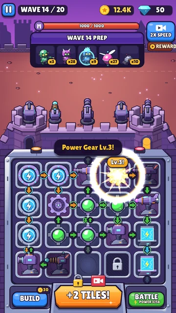 CogGrid: two gears merging into a level 3 Power Gear on the grid