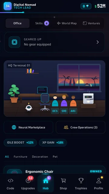 Digital Nomad Tycoon: Ofisiniz ve ekibiniz